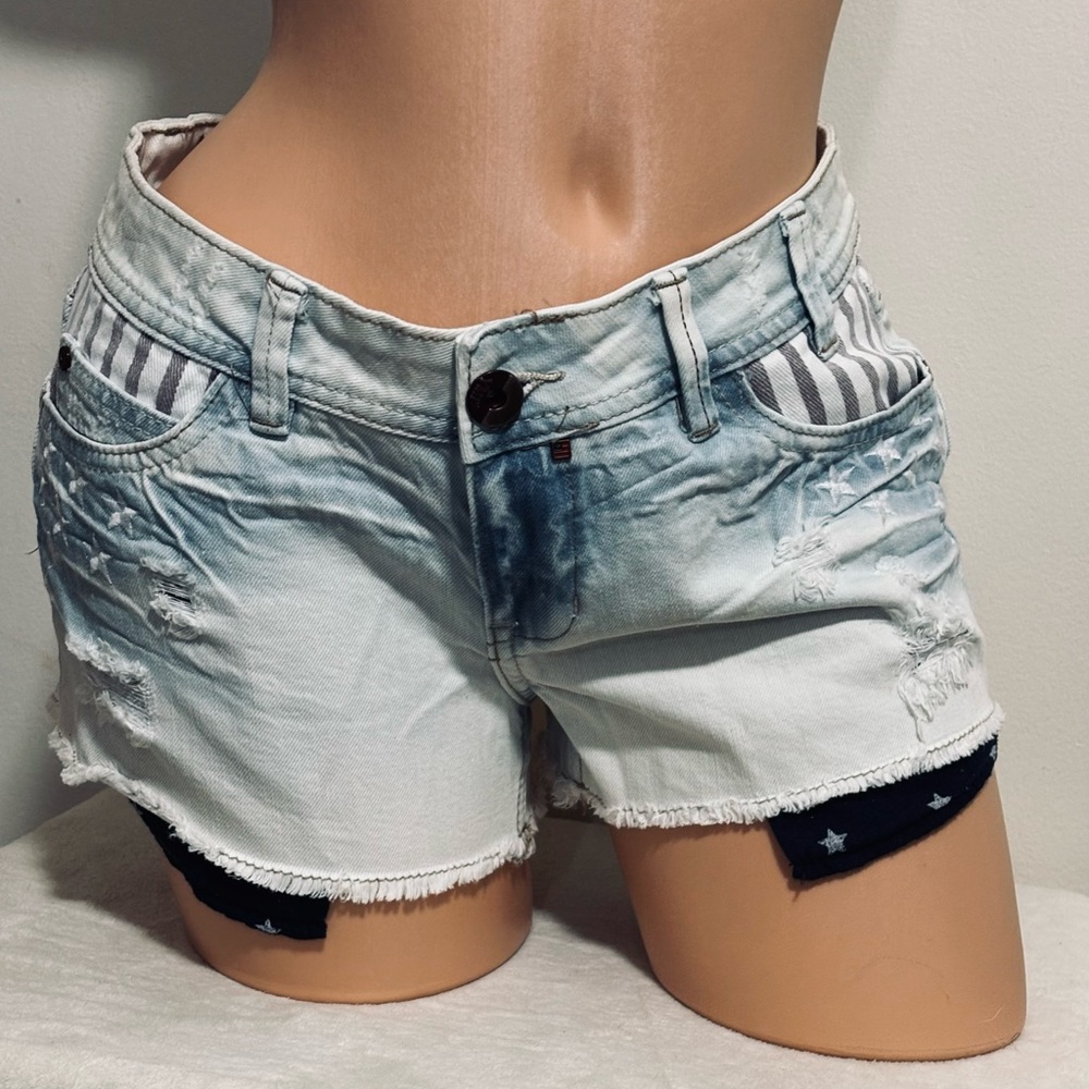 YMI Light Blue Distressed Jean Shorts